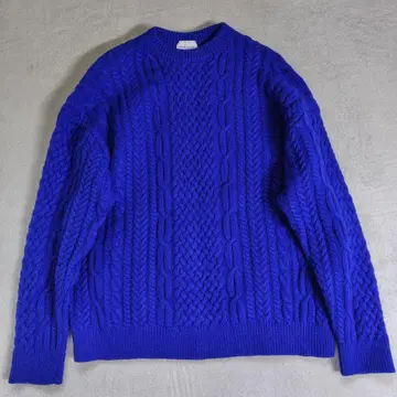 미사용에 가까운 현행 유나이티드 애로우즈 케이블 니트 로얄 블루