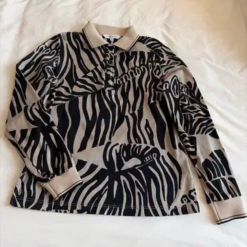 LEONARD SPORT 제브라 패턴 긴팔 피케 셔츠 38