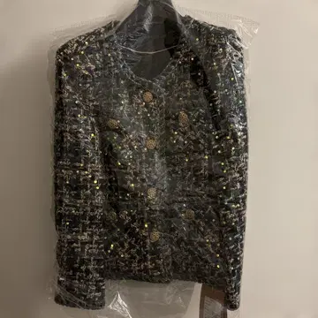 노카라 자켓 비즈 스팽글 장식 그린 계열