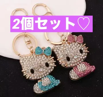 미사용 새상품, 산리오 헬로키티 주얼리 큐빅 크리스탈 키링