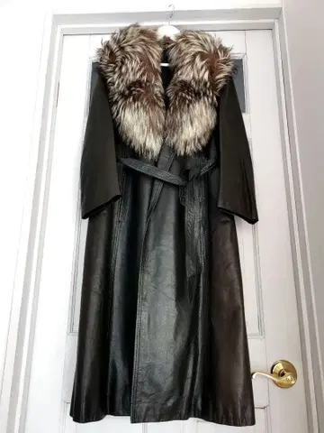 퍼 트리밍 가죽 롱 코트 소가죽 일본제 11호