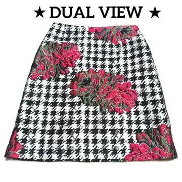 오늘 특별 가격 [ DUAL VIEW ] 하운드투스 꽃무늬 타이트 스커트