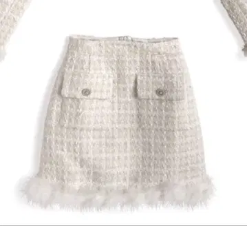 화이트 퍼 타이츠 스커트 M 사이즈