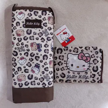 헬로키티 레오파드 무늬 보냉백 에코백 2개 세트 아이보리