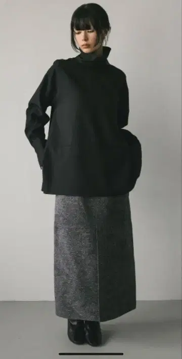 STYLEMIXER 프론트 슬릿 트위드 스커트