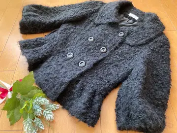 다크 그레이 더블 버튼 페플럼 자켓