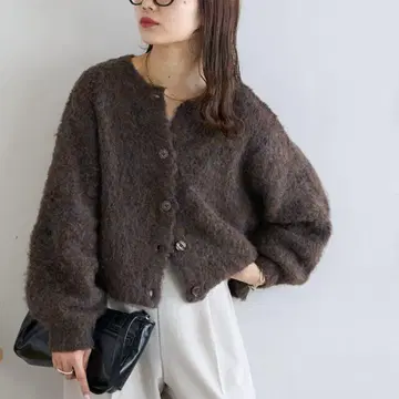 [ 미사용 새상품 ] DISCOAT MIX 부클 샤기 가디건