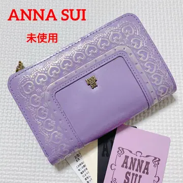미사용 ANNA SUI 안나수이 가죽 접이식 지갑 퍼플