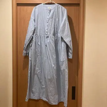 pot and tea 인도 턱 원피스 라이트 블루 셔츠 원피스