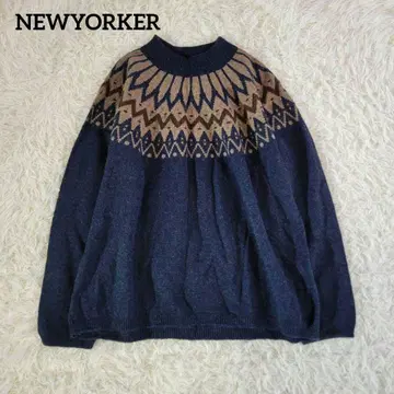 새상품급 뉴요커 빅 사이즈 니트 풀오버 페어아일 기하학 패턴