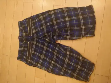 블루 화이트 노랑 체크 무늬 본지티 팬츠 펑크 스타일