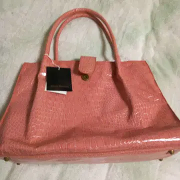 핑크 토트백 합성 피혁 내 포켓 부착