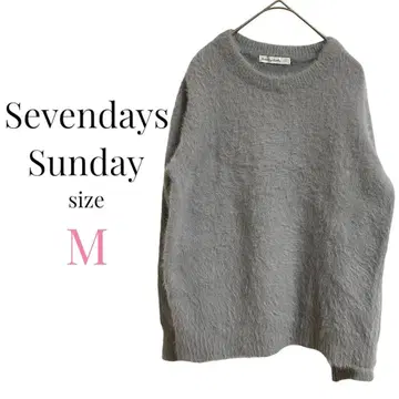 세븐데이즈선데이 긴팔 스웨터 쿨넥 상의 복슬복슬 그레이 M