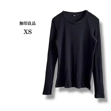 [ 무인양품 ] 리브 크루넥 긴팔 T셔츠 블랙 심플 슬림 레이어드 XS