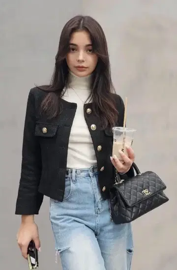 랜디 노카라 트위드 숏 자켓