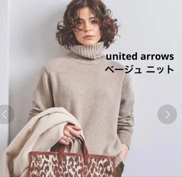 UNITED ARROWS 바이어스 터틀넥 니트 베이지