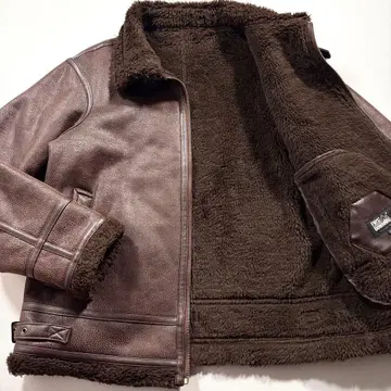 울트라 웜 퍼스트 다운 B-3 에코 무스탕 자켓 속기모 광택 브라운