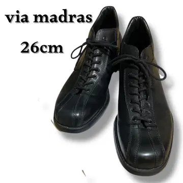 비아마드라스 블랙 가죽 드레스 슈즈 하이컷 26EEE