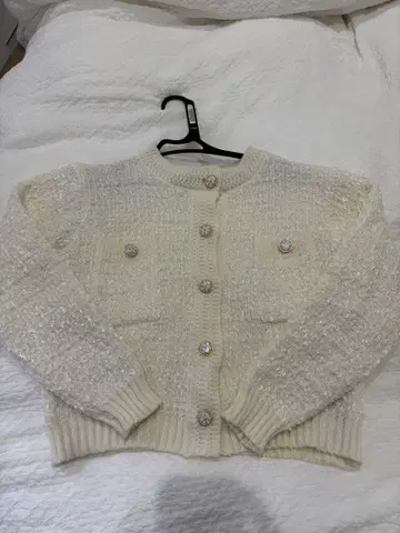 [미사용 새상품] 트위드 가디건 화이트