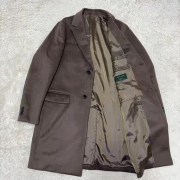 새상품급 고급 울 그린 라벨 메리노울 체스터 코트 브라운 XL