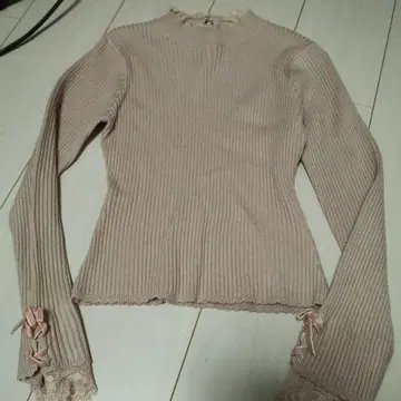 리브 니트 핑크 스웨터 리즈리사 페어리 발레코어 핑크 레이스