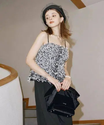 튤 믹스 니트 트위드 콤비네존