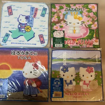 [ 미개봉 ] 헬로키티 지역 핸드 타월 4개 고치 다자이후 시코쿠 토사