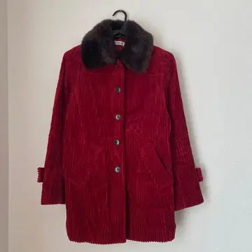 [ kmik ] 코듀로이 롱 코트 와인 레드 구제 의류 vintage