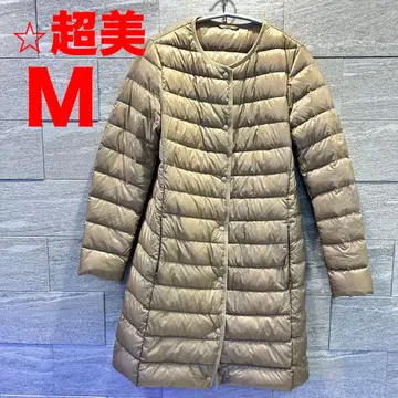 초미 유니클로 베이지 울트라 라이트 다운 코트 거의 미사용