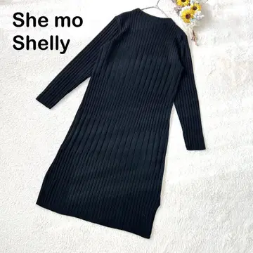 [ She mo Shelly ] 긴팔 니트 롱 원피스 블랙 고급
