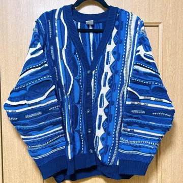 niko and - 빈티지 라이크 3D 자카드 가디건 블루