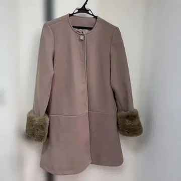 toccocloset 2WAY 퍼 장식 비쥬 노카라 플레어 코트 모카