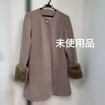 toccocloset 2WAY 퍼 장식 비쥬 노카라 플레어 코트 모카