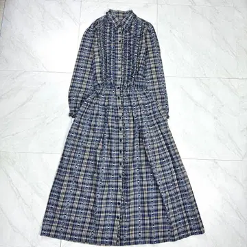 컨디션 최상 핑크하우스 곰 피코프릴 롱 셔츠 원피스 파랑