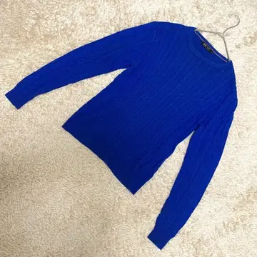 [고품질] BEAMS HEART 케이블 짜임 니트 S 블루