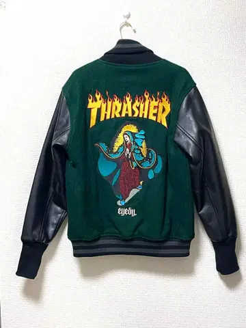 THRASHER 바시티 자켓 M 사이즈 다크 그린