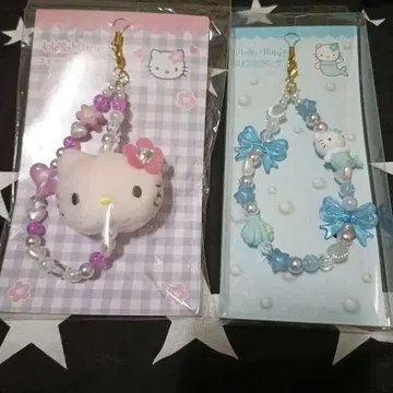 산리오 헬로키티 폰 스트랩 머메이드 페이스 마스코트 2개