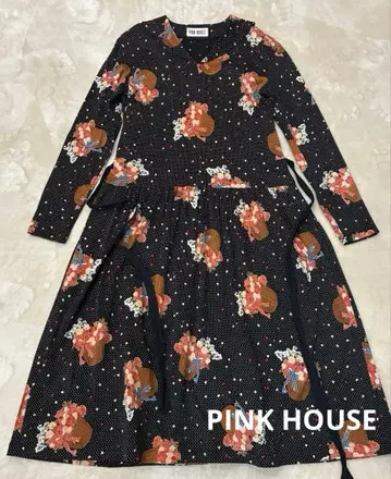 컨디션 최상 PINK HOUSE 핑크하우스 꽃무늬 원피스 리본 긴팔