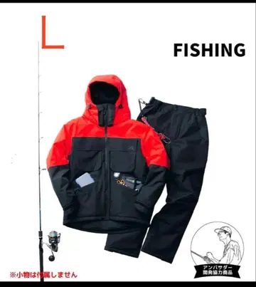 워크맨 낚시 수트 L 사이즈 블랙/오렌지