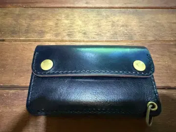 도치기 가죽 손바느질 언덕 염색 미들 지갑