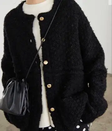 SLOBE IENA 골드 버튼 트위드 자켓 블랙