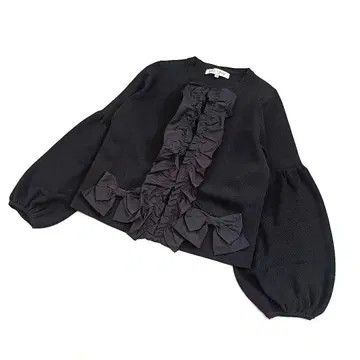 [컨디션 최상] 슈퍼 뷰티 프릴 리본 볼륨 슬리브 가디건