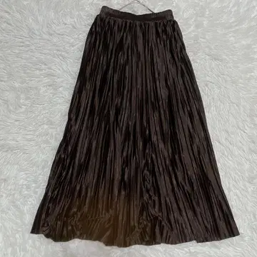 SPRAY PREMIUM 플리츠 스커트 브라운 페미닌 무지 광택 F
