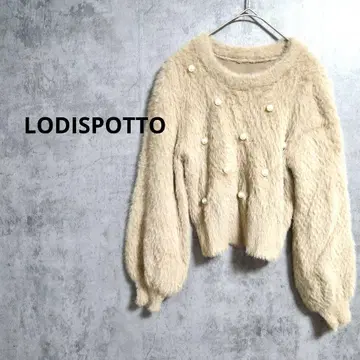 로디스포토 니트 펄 벌룬 소매 숏 기장 니트 오샤레