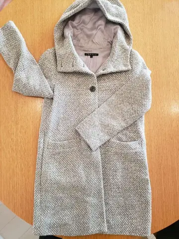 후드 부착 그레이 롱 코트 사이즈 P