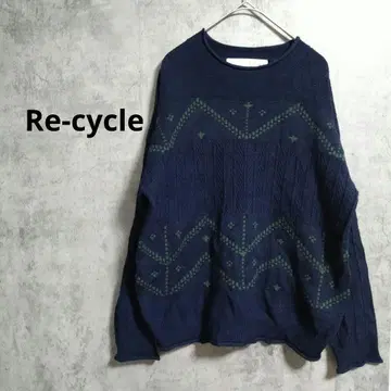 Re-cycle 긴팔 니트 튜닉 니트 풀오버 캐주얼