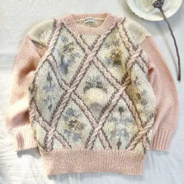 빈티지 크로셰 크로 셰 뜨개질 니트 핸드 니트 스웨터 구제 의류 레트로