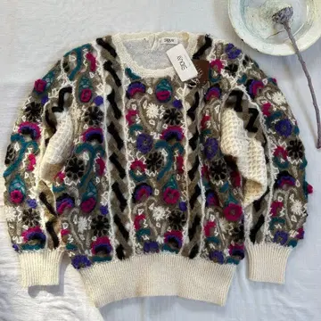 데드스탁 크로셰 니트 스웨터 구제 의류 레트로 빈티지