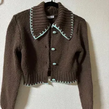 ZARA 크롭 니트 가디건 초코 민트