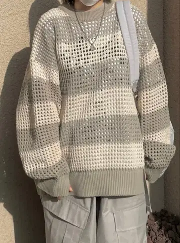 WEEKEND SEOUL 메쉬 보더 니트